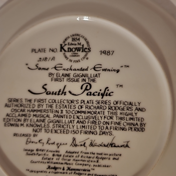 1987 Vintage South Pacific First Plate In Series -Some Enchanted Evening - Picture 4 of 8